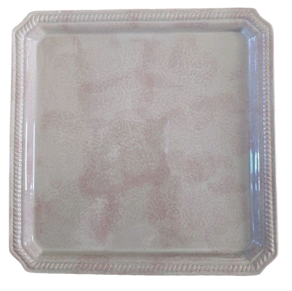 Beige Square Platter 11 1/2" X 11 1/2" Glossy Tan Pink Taupe